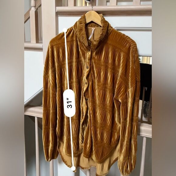 Free People My Best Velvet Blouse in Spiced Ginger XS NWOT - Picture 9 of 15